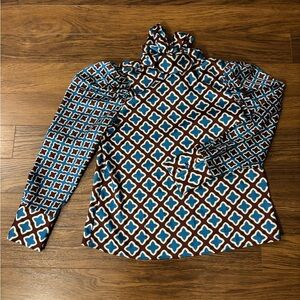 NWOT Zara Geometric Tie Neck Blouse